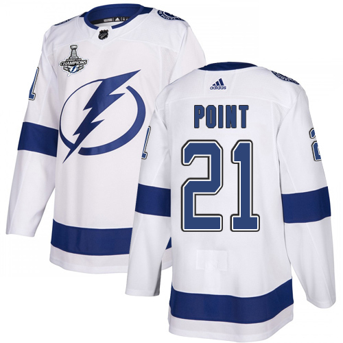 Adidas Tampa Bay Lightning 21 Brayden Point White Road Authentic Youth 2020 Stanley Cup Champions Stitched NHL Jersey